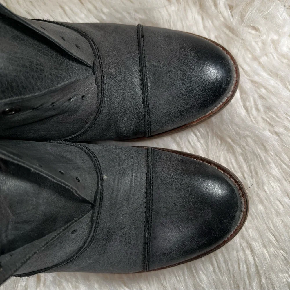 Free People Leather Slip On Oxford Shoe Distressed Gray (Sz 6) - Picture 2 of 6